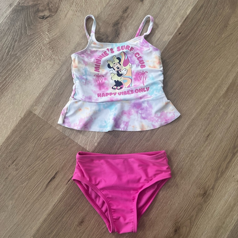 5/$25 Minnie Mouse Pink and Tie-Dye Swimsuit - Picture 4 of 8